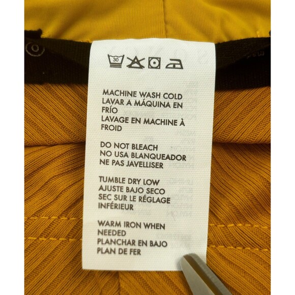 NWT Soncy Bikini Two Piece Swimsuit Tie Detail Ribbed Mustard Yellow Curvy Sz 12 - Picture 9 of 14